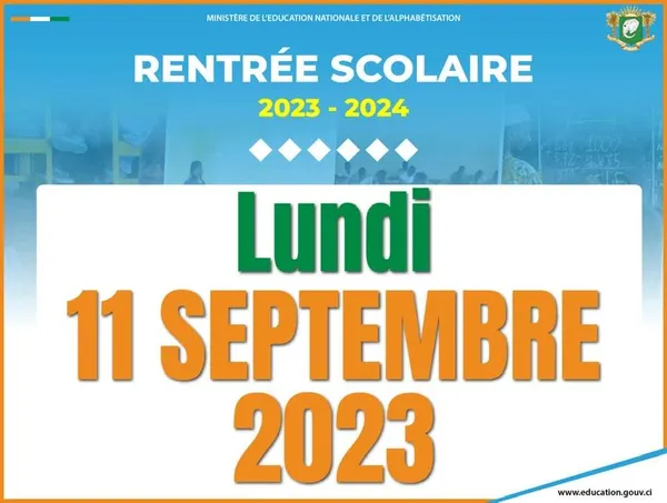 La rentrée scolaire 2023-2024 en Côte d’Ivoire fixée au lundi 11 septembre