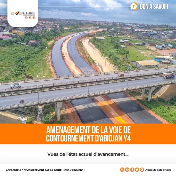 Voie Y4 d’Abidjan : les travaux préts à 77%