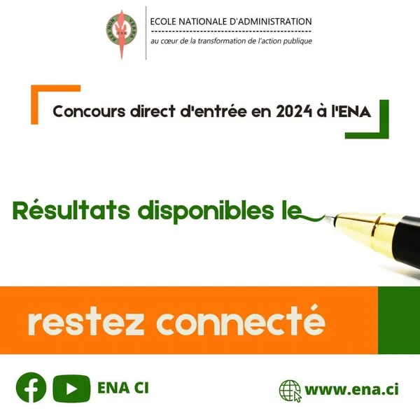 Résultats concours ENA 2024 CI disponibles : liste des admis