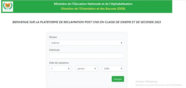 Réclamations orientations / affectations 2023 en 6e lancées : procédure sur reclamation.mendob.ci