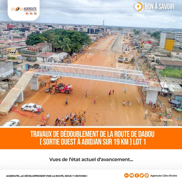 Travaux de dédoublement de la route de Dabou-Lot1 : sortie ouest d’Abidjan, les travaux en bonne voie