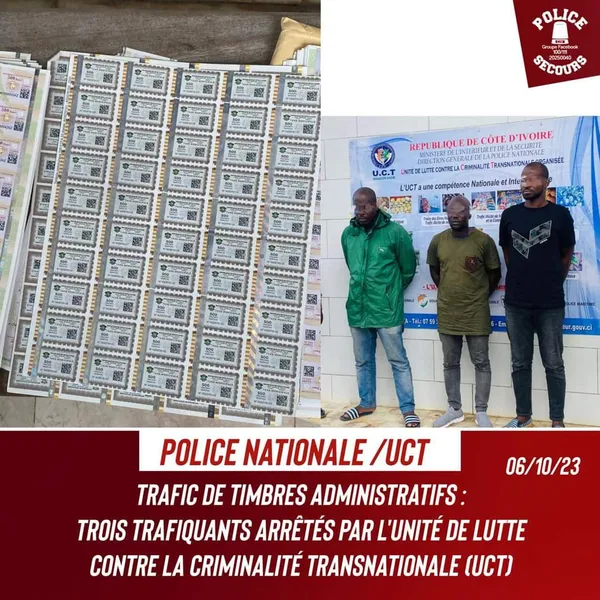 Coup de filet de la police contre le trafic de timbres en Côte d’Ivoire : 3 individus arrêtés par l’UCT