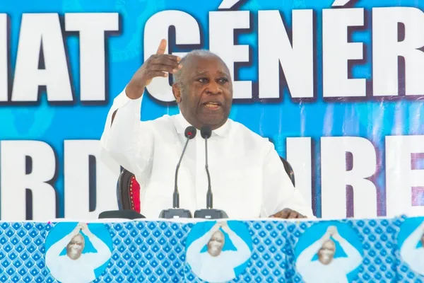 Laurent Gbagbo lors d'un meeting, le 6 avril 2024 à Agboville