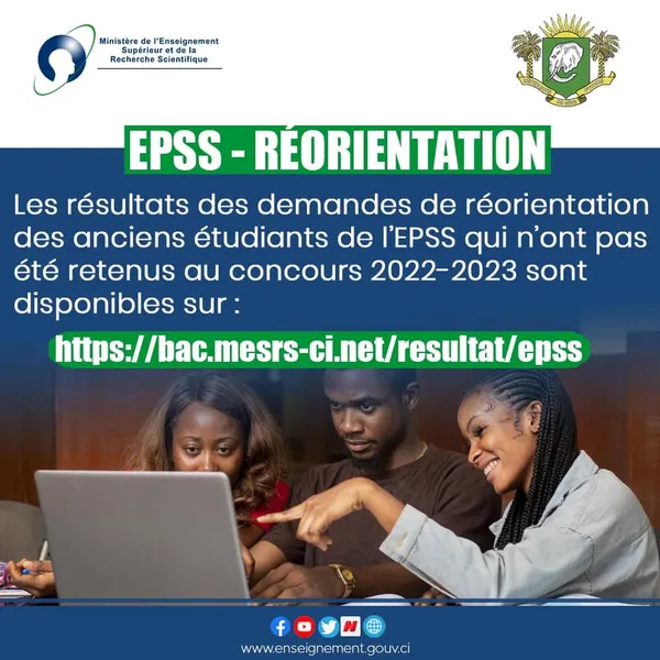 Etudiants EPSS 2023 : résultats réorientation disponibles ce jeudi
