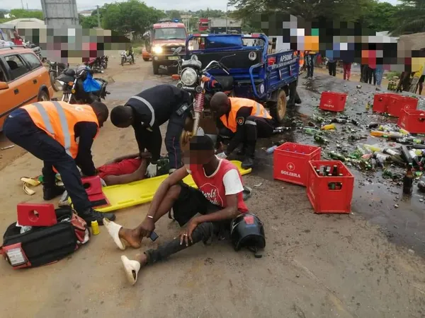Grave accident à Bondoukou : collision entre deux voitures et un tricycle, deux victimes