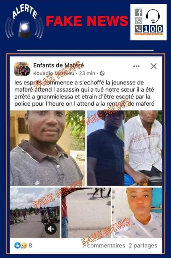 Affiche assassinat de dame B.O à Maféré
