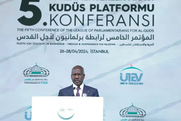 Le président de l'Assemblée nationale de Côte d'Ivoire, Adama Bictogo lors de la 5ème Conférence de la Ligue des parlementair