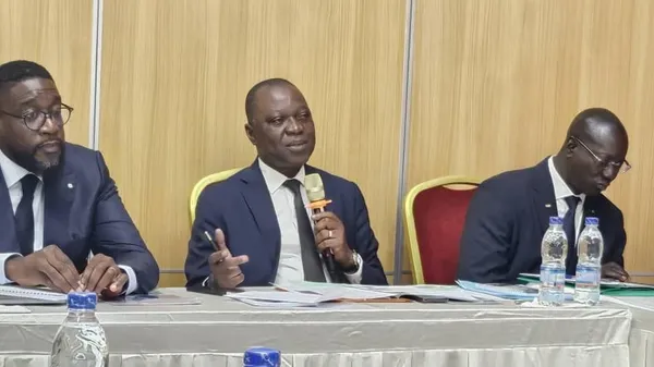 Amadou Koné, Ministre ivoirien des Transports lors de l'ouverture d'un atelier portant sur le plan stratégique du développeme