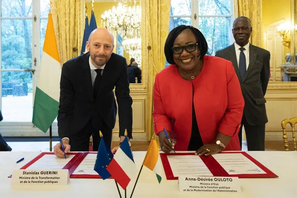 Désirée OULOTO et Stanislas GUERINI en France, le 4 avril 2024