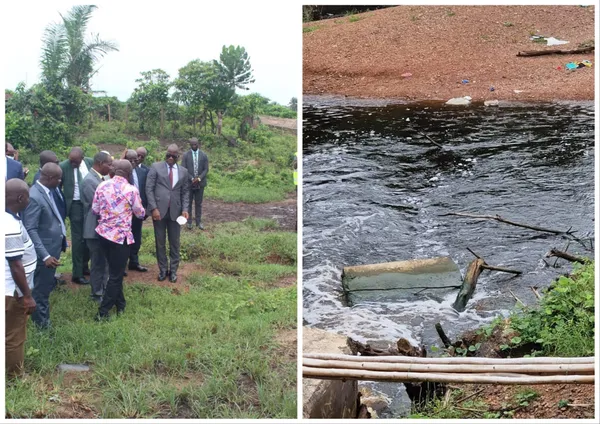 Visite de terrain des Ministres de l'Environnement et de la Salubrité dans l'affaire "Pollution des cours d'eau à Kossihouen