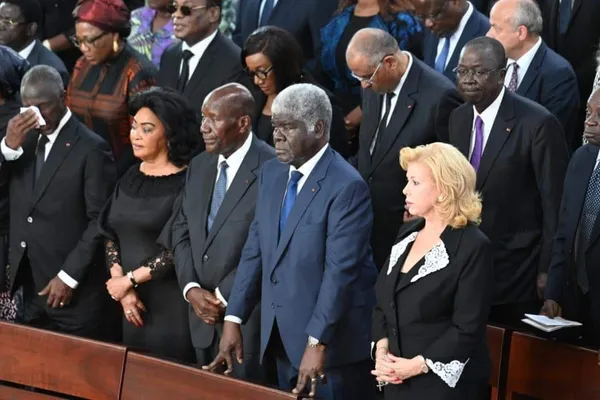 Adama Bictogo lors de la messe de requiem de Bédié le 23 mai 2024 à la cathédrale Saint-Paul d'Abidjan-Plateau