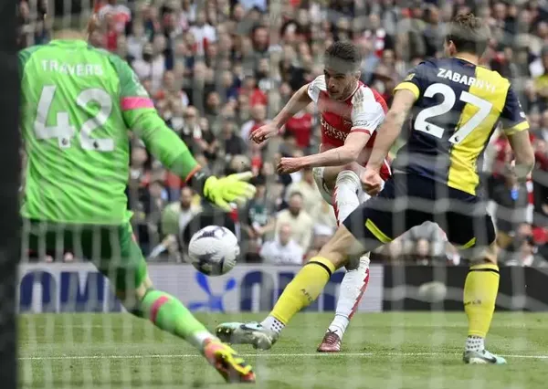 Arsenal contre sur le terrain de Bournemouth (3-0) le 4 mai 2024 lors de la 36e journée de Premier League
