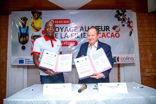 Cacao ivoirien - Protocole d’accord COFINA Côte d’Ivoire - Banque européenne d’Investissement le 2 mai 2024, à San Pedro