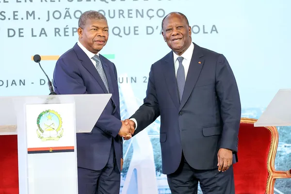 Alassane Ouattara et João Lourenço à Abidjan le 27 juin 2024