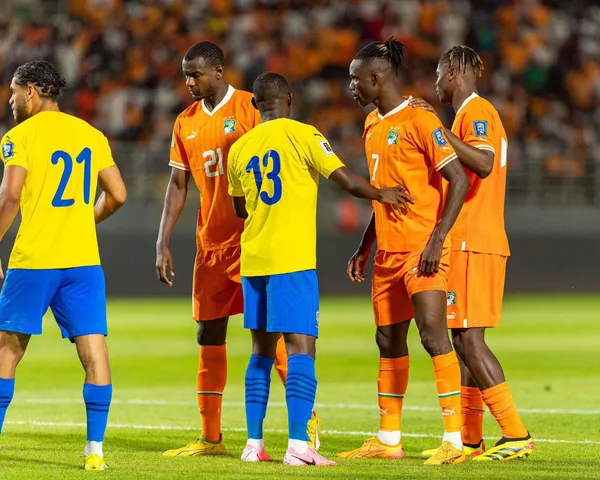 Les Éléphants de Côte d'Ivoire lors de la 3ème journée des éliminatoires du Mondial 2026 à Korhgo contre le Gabon 1-0 le 7 ju