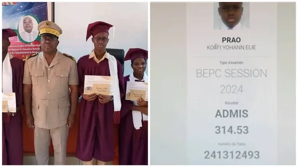 Koffi Yohann Elie, élève au Collège Catholique Sacré Cœur de Jésus de Bondoukou, Major Régional du BEPC 2024
