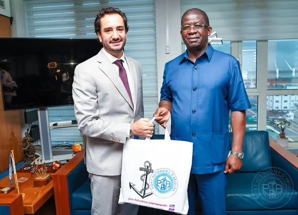 Rencontre Vincent Grimler, DG de Grimaldi et Hien Yacouba Sié, DG de l'Autorité Portuaire d'Abidjan le 20 juin 2024