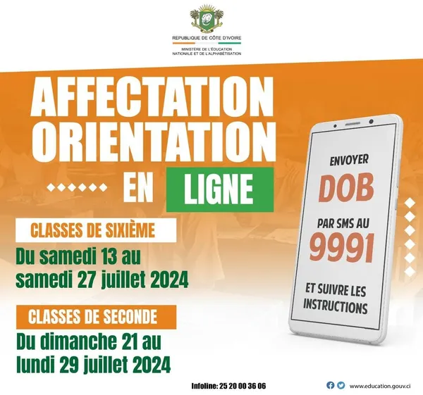Affectation en ligne sixième 2024 CI