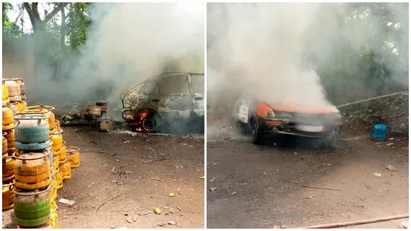 Un taxi prend feu pendant un transvasement de gaz