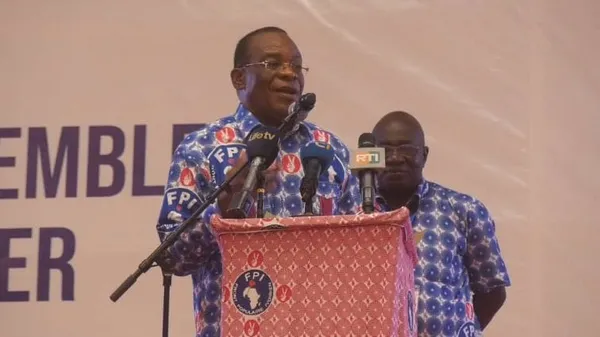 Affi N'Guessan, président du FPI lors du Congrès du parti à Yamoussoukro le 8 novembre 2024
