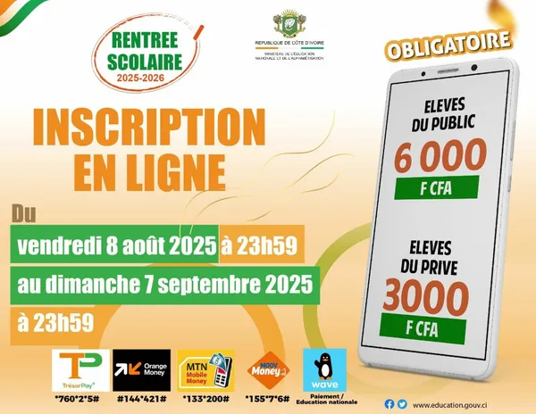 Inscriptions en ligne rentrée scolaire 2025-2026 en Côte d’Ivoire : le guide