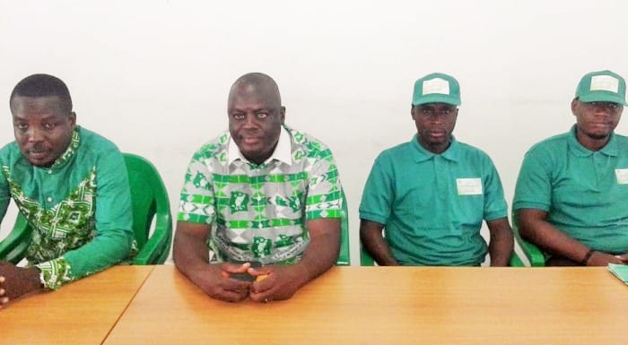 Les jeunes de PDCI Vision 2020 et de Renouveau PDCI, lors du point de presse, ce jeudi 24 mai 2018, au siège du PDCI à Cocody