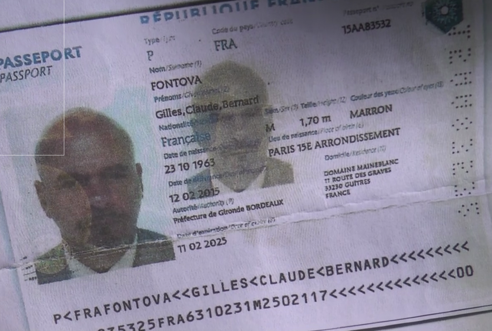 Copie du passeport français de Fontova Gilles
