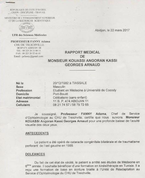 Extrait du rapport médical