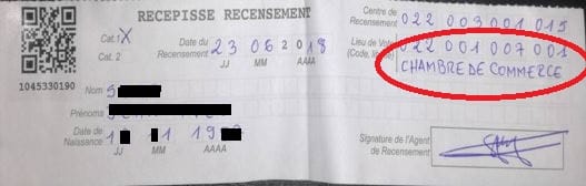 Image d'une inscription faite à Adjin (Bingerville) pour un vote programmé au Plateau