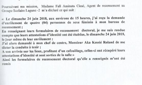 Copie d'un procès verbal d'audition