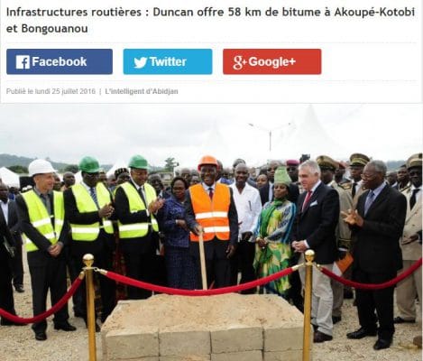 En 2016, c'est l'ex-premier ministre Daniel Kablan Duncan qui a "offert" (sic) cette voie aux populations