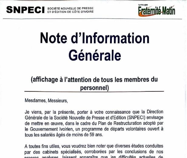 La note d'information du DG de Frat Mat