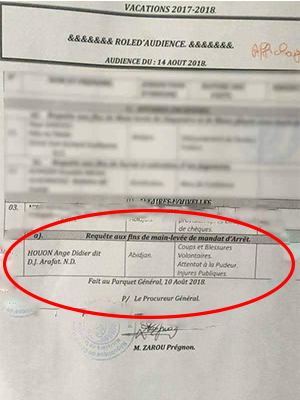 Le mandat d'arrêt contre DJ Arafat a été levé