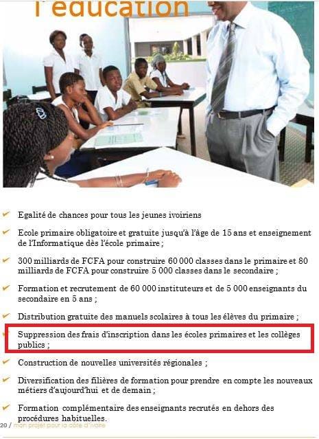 Promesse Alassane Ouattara sur l'école