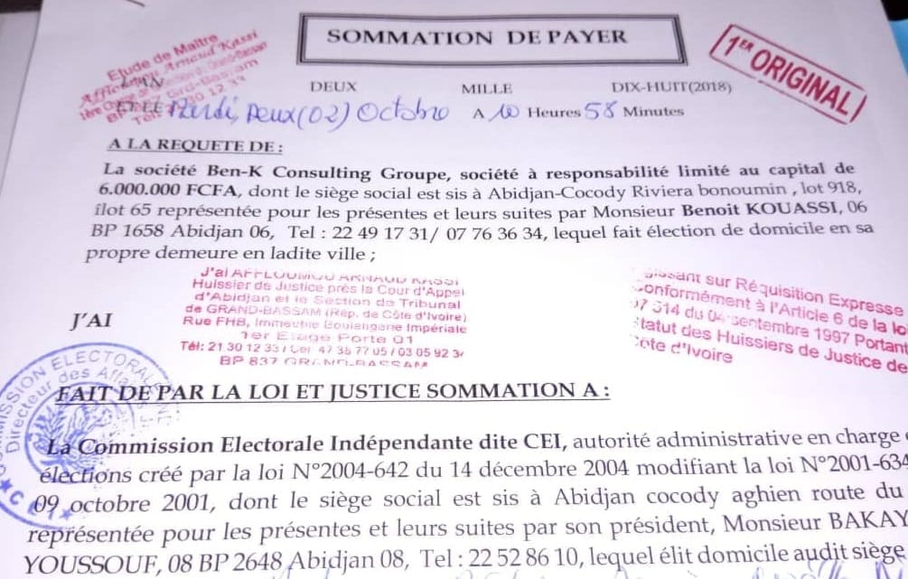 La sommation de payer