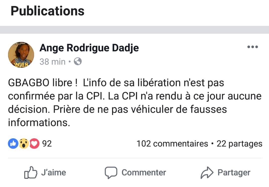 La deuxième publication de Me Dadjé