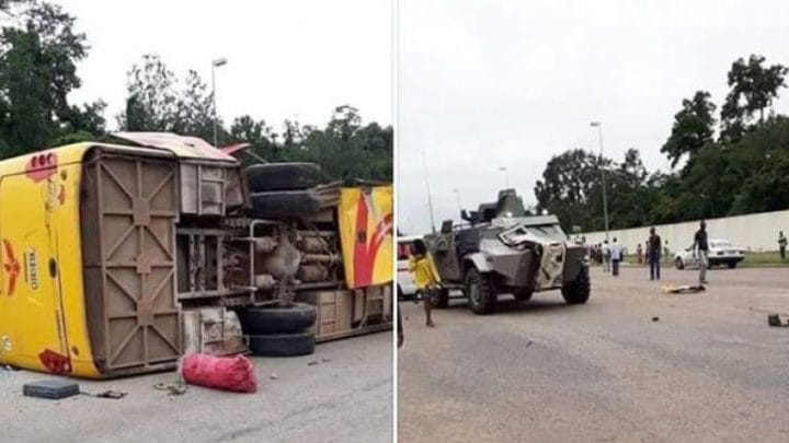 Yamoussoukro: un char militaire provoque un accident de la route et fait des blessés graves