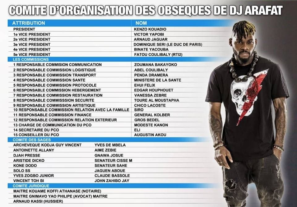 DJ Arafat: voici le comité chargé de l'organisation de ses obsèques