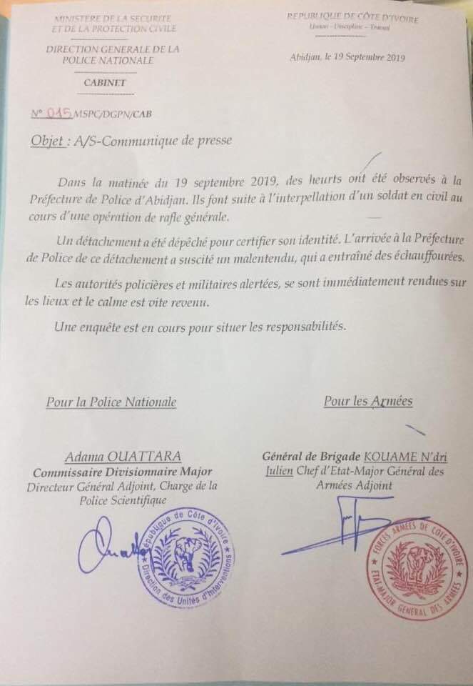 Bagarres policiers - Forces spéciales à la Préfecture de police d'Abidjan
