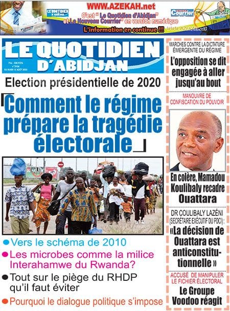Titrologie 18 août 2020 : une revue de presse ivoirienne