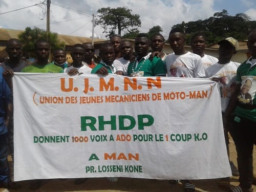 Candidature de Ouattara: soutien des mécaniciens de motos de Man