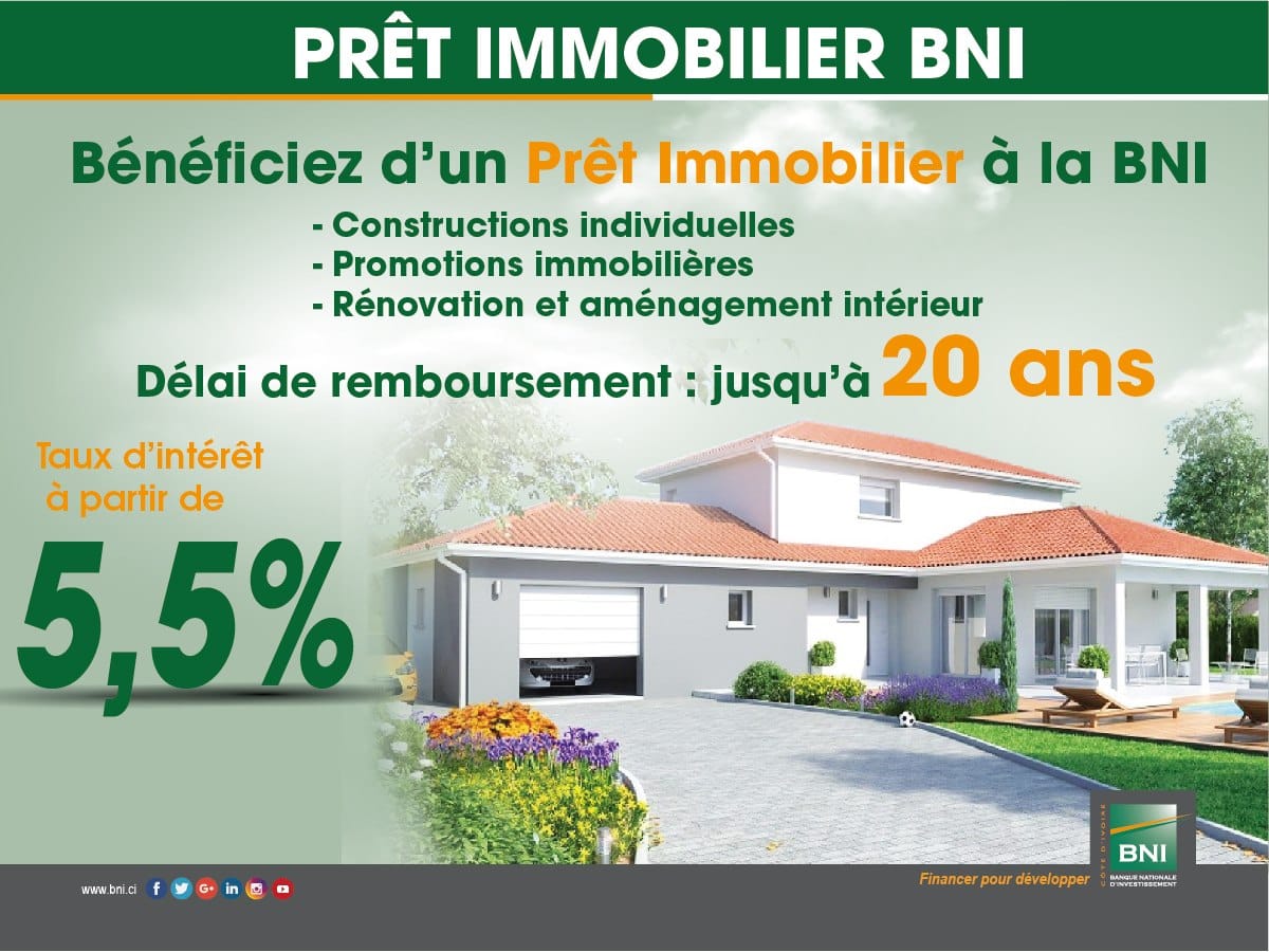 La BNI Côte d’Ivoire lance le « Prêt Immobilier » : vous souhaitez construire votre maison ? voici les conditions