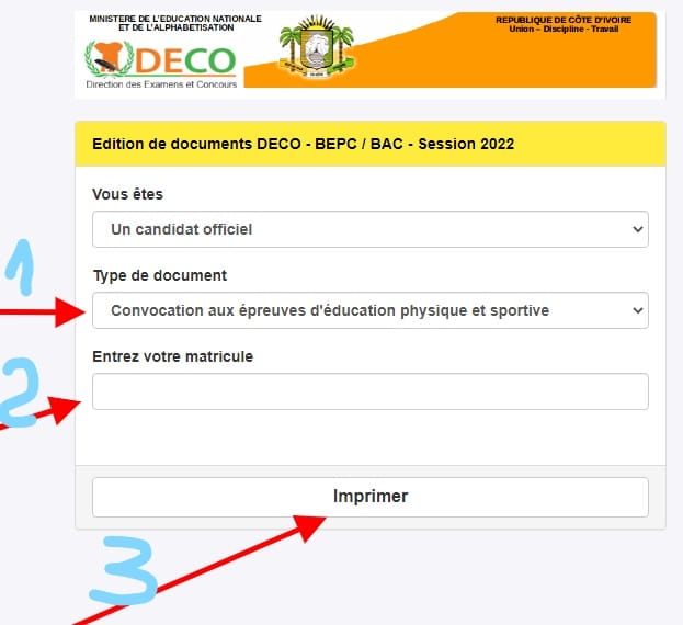 BAC 2022 CI : convocation a téléchargé sur men-deco.org avec le numéro matricule, les détails
