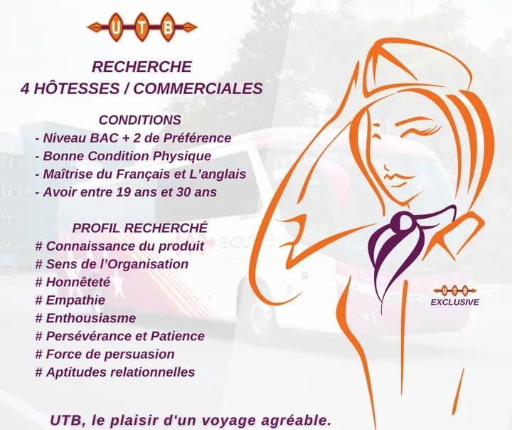 Recrutement : UTB recrute des hôtesses et commerciales, les conditions