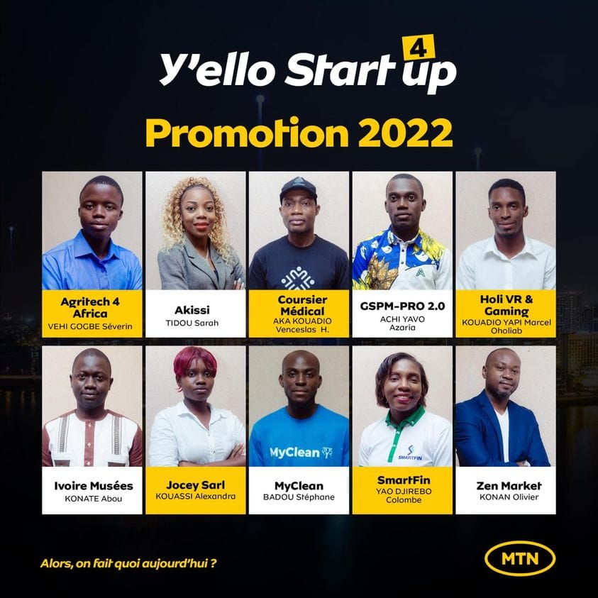 Y’ello StartUp 2022 by MTN Côte d’Ivoire: Découvrez les 10 startup finalistes et leurs promoteurs