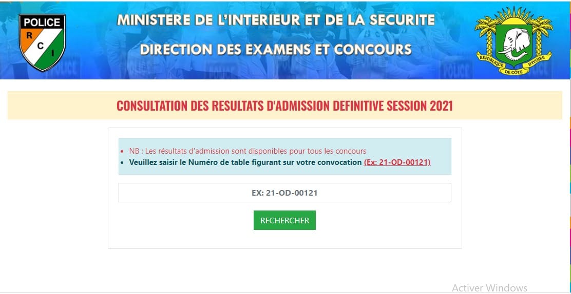 Résultats définitifs concours police 2021 CI disponibles ce 29 août 2022: consultables sur police.laatech.com