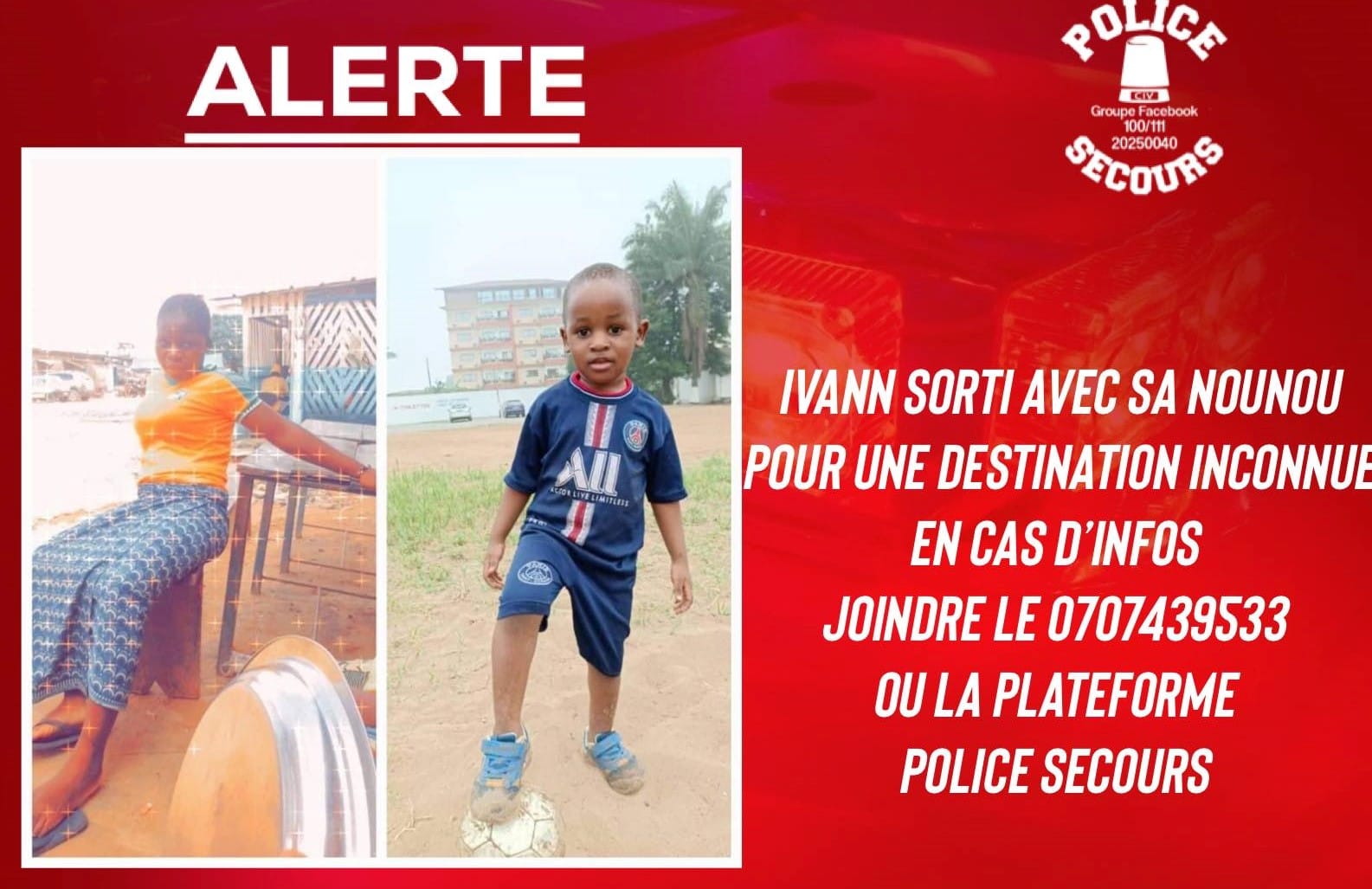 Alerte disparition : le Petit Ivann et sa Nounou ont été retrouvés