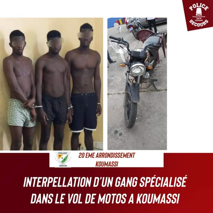 Koumassi : un gang spécialisé dans le vol motos arrêté par la police