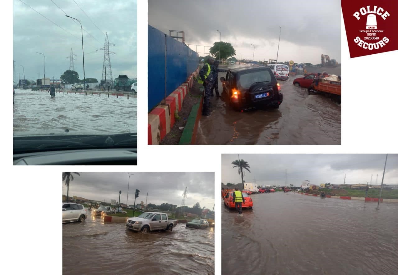 Inondation à Port-Bouët ce 2 juin 2023: montée des eaux au rond-point Akwaba
