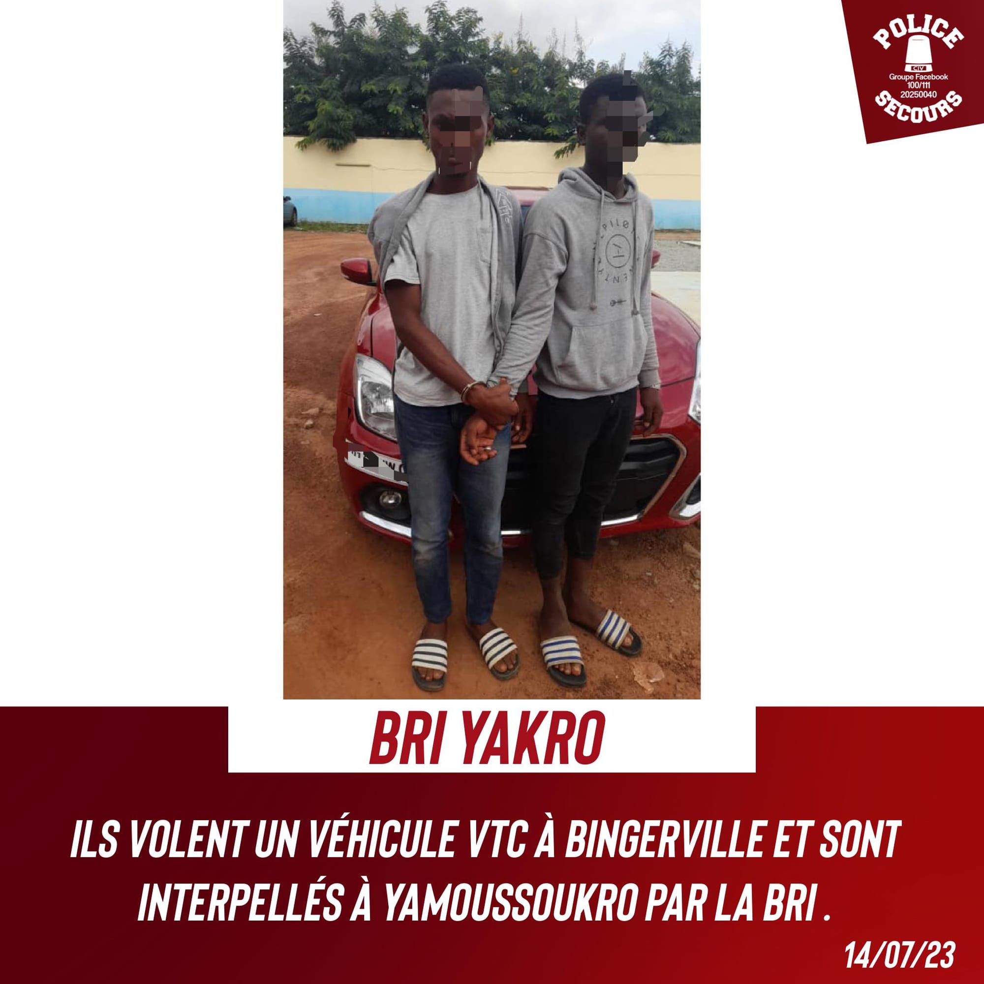 Côte d’Ivoire : ils volent un véhicule Yango à Bingerville et sont arrêtés par la police à Yamoussoukro